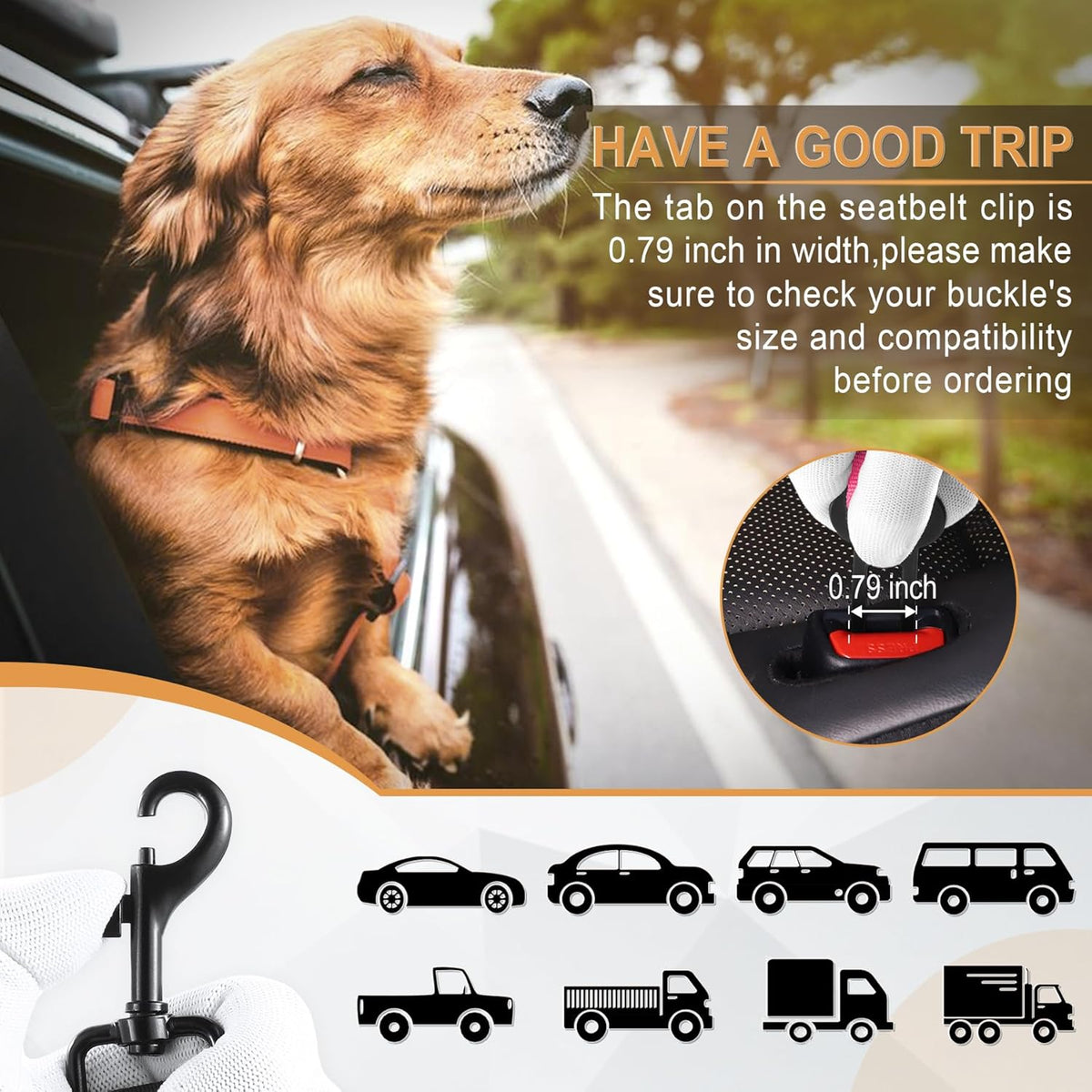 LivTee Dog Seat Belt for Car, Retractable Pet Safety Harness, Adjustable Nylon Dog Seatbelt Leash