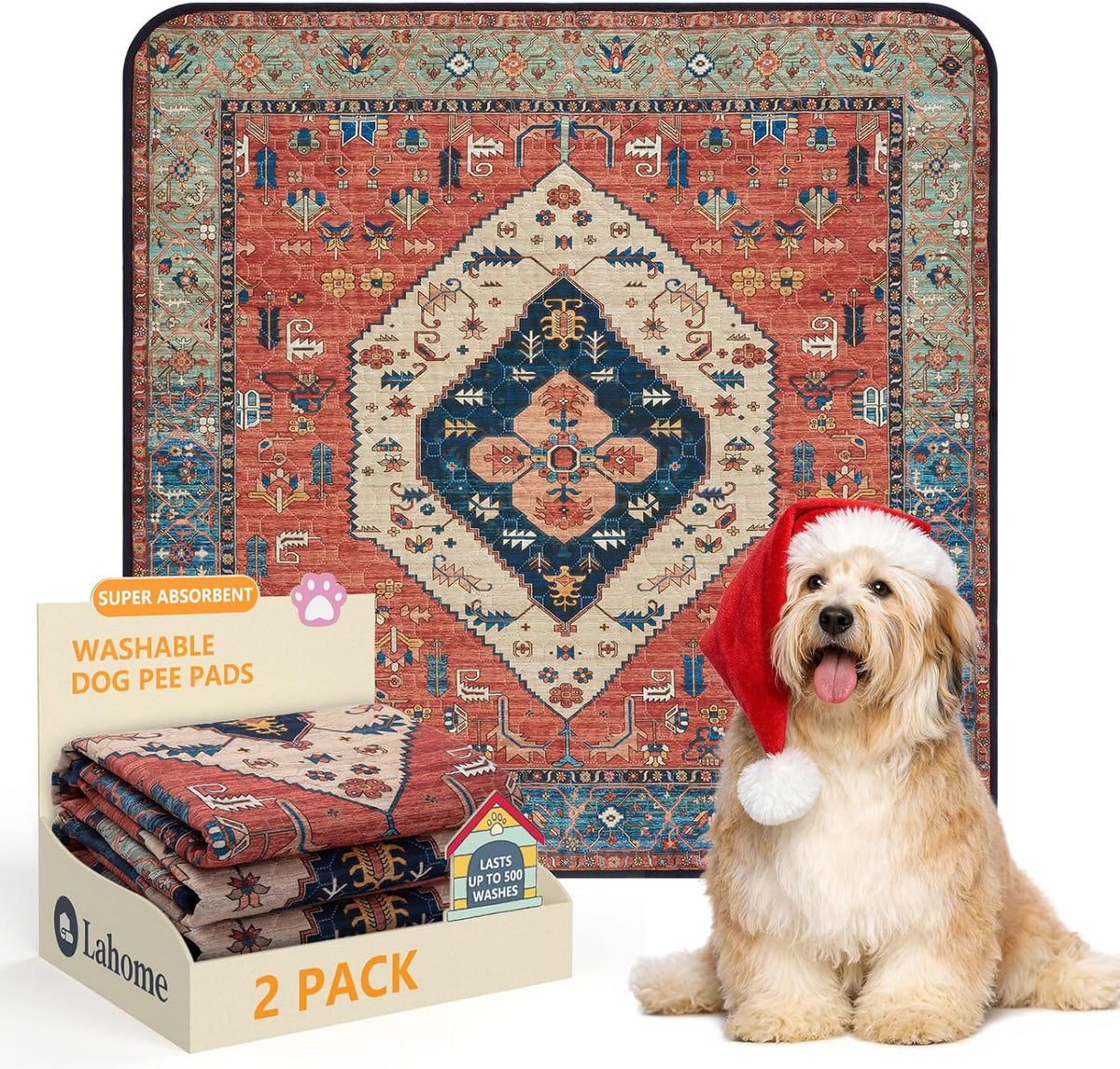 Lahome Super Absorbent Washable Pee Pads for Dogs - Secure Floor Protection - Non-Slip, Leakproof