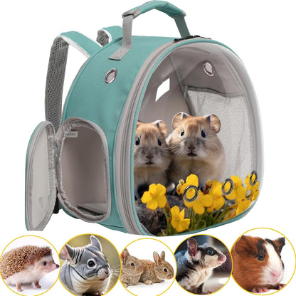 Guinea Pig Backpack Carrier, Bearded Dragon Carrier Backpack with Clear Bubble Window,Small Animal