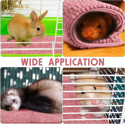Amylove 4 Pcs Guinea Pig Cage Liner Guinea Pig Bedding Washable Fleece Pee Pads Reusable Small