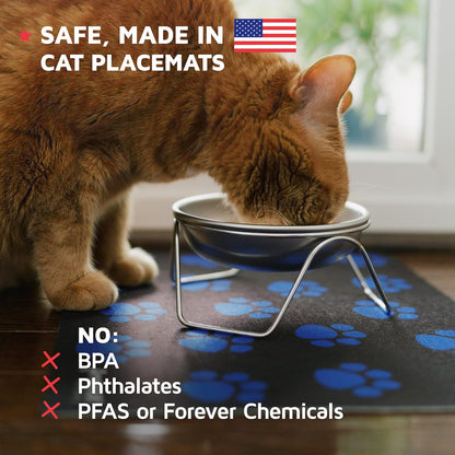 Americat Cat Feeding Mat Machine Washable, Waterproof, No-Slip Cat Placemat Protect Floors from