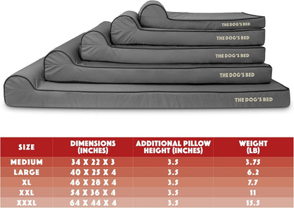 The Dog’s Bed Orthopedic Headrest Dog Bed Med Grey/Black 34x22, Memory Foam, Pain Relief: