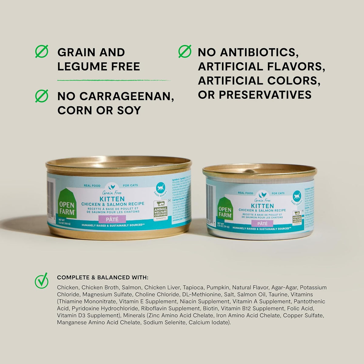 Open Farm Canned Kitten Food, Paté for Complete & Balanced Nutrition, Grain-Free and Legume-Free