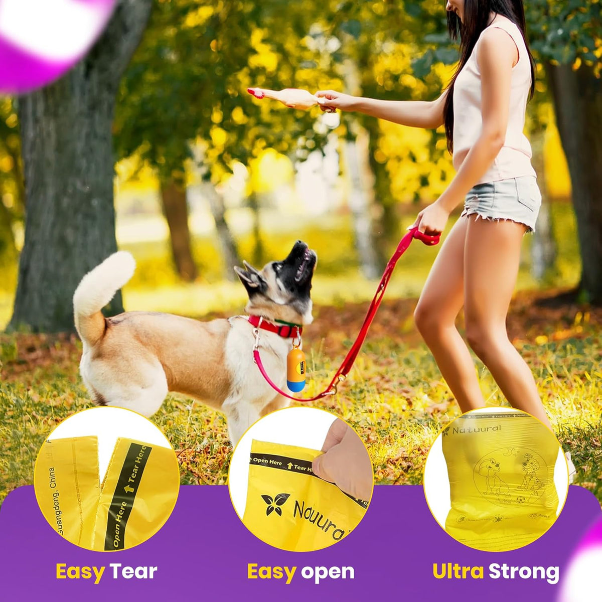 Dog Poop Bags-150 Counts with Holder (10 Rolls), Biodegradable Poop Bags, Eco-friendly and Easy to
