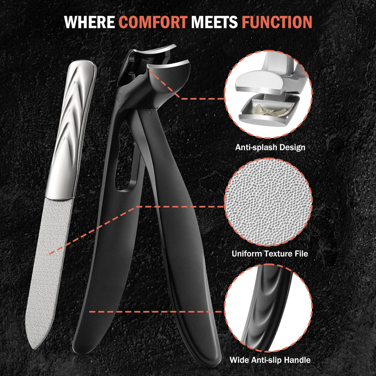 BEZOX Ergonomic Angled Head Senior Toenail Clipper for Thick and Ingrown Nails - Large Finger Nail