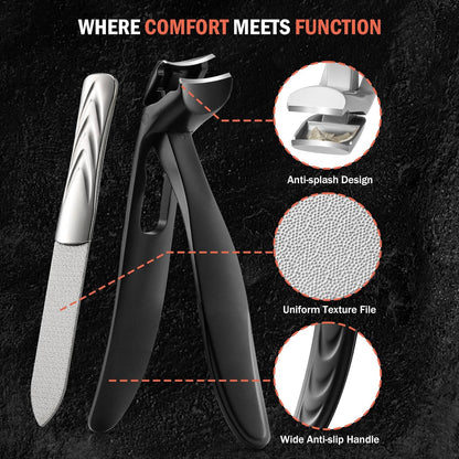 BEZOX Ergonomic Angled Head Senior Toenail Clipper for Thick and Ingrown Nails - Large Finger Nail