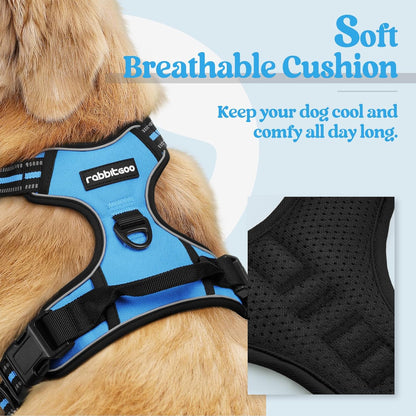 rabbitgoo Dog Harness No Pull with 2 Leash Clips, Adjustable Soft Padded, Reflective Oxford No