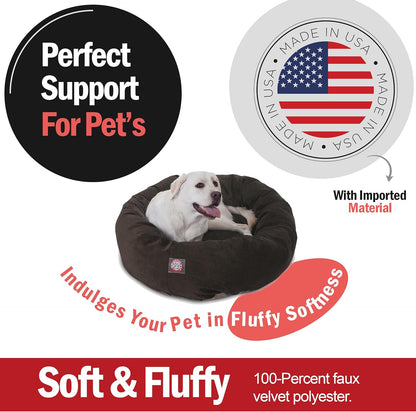Majestic Pet 40 Inch Micro Velvet Calming Dog Bed Washable 40x29x9 (inch) – Cozy Soft Round Donut