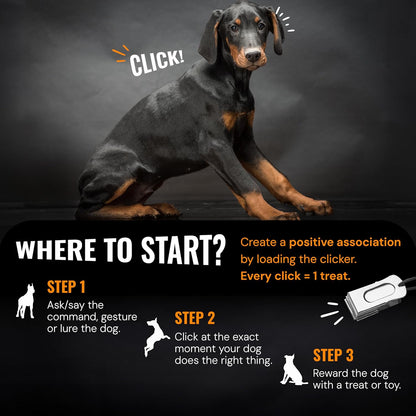 Dog Clicker Black & White with Necklace (4 Pack) - Clickers for Pet Training - Dog Training &