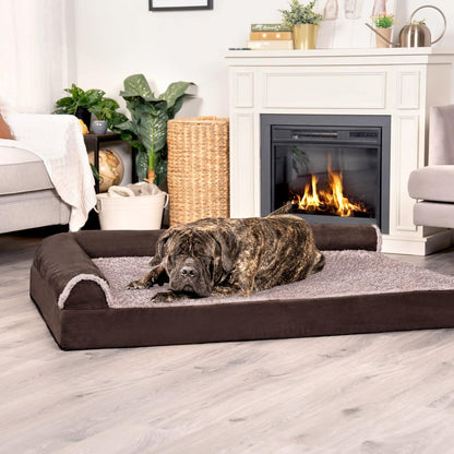 Furhaven Cooling Gel Dog Bed for Large Dogs w/ Removable Bolsters & Washable Cover, For Dogs Up to