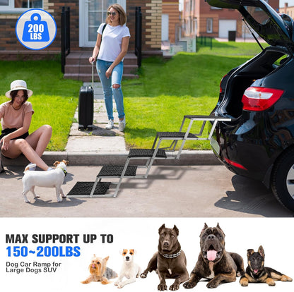 Niubya Portable Folding Dog Stairs for Cars, SUVs, Trucks - Lightweight Pet Ramp for Large Dogs