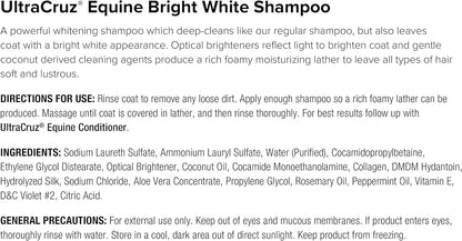 UltraCruz Equine Bright White Horse Shampoo & Conditioner Bundle, 32 oz Each with 16 oz Detangler