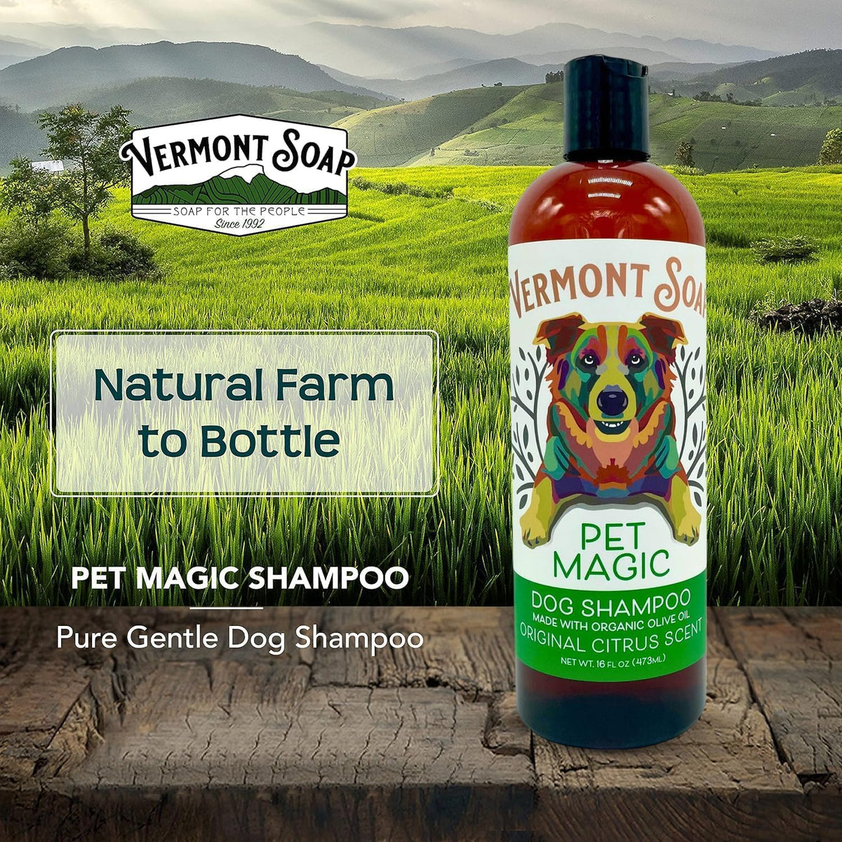Vermont SOAP Organics Pet Shampoo - Infused with Organic & Natural Olive Oil, Coconut & Aloe Vera