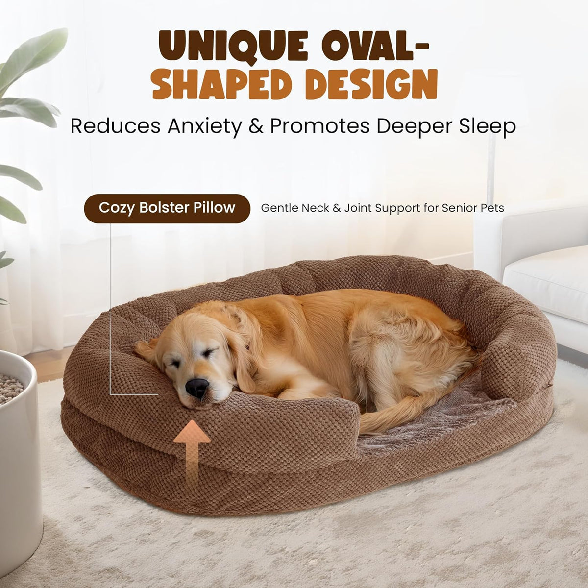 XXL Dog Bed for Extra Large Dogs – Orthopedic Egg Crate Foam Couch with Bolster, 4.7-inch Thick