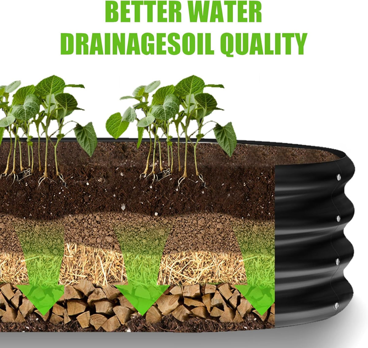 Land Guard 8×2×1ft Galvanized Raised Garden Bed Kit, 108 Gallon Capacity Raised Garden Boxes
