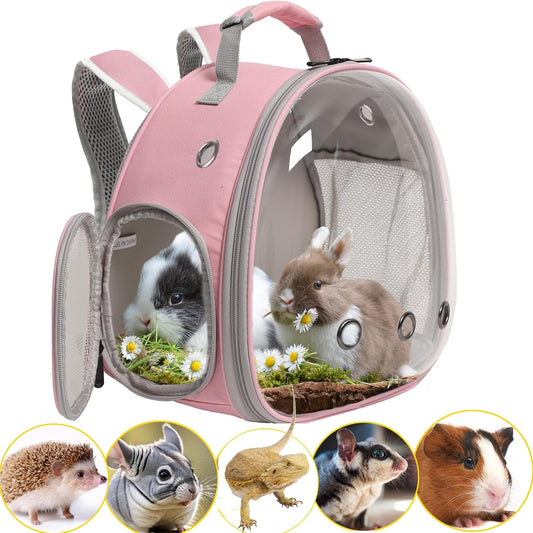 Hamster Backpack Carrier, Bearded Dragon Carrier Backpack with Clear Bubble Window,Small Animal