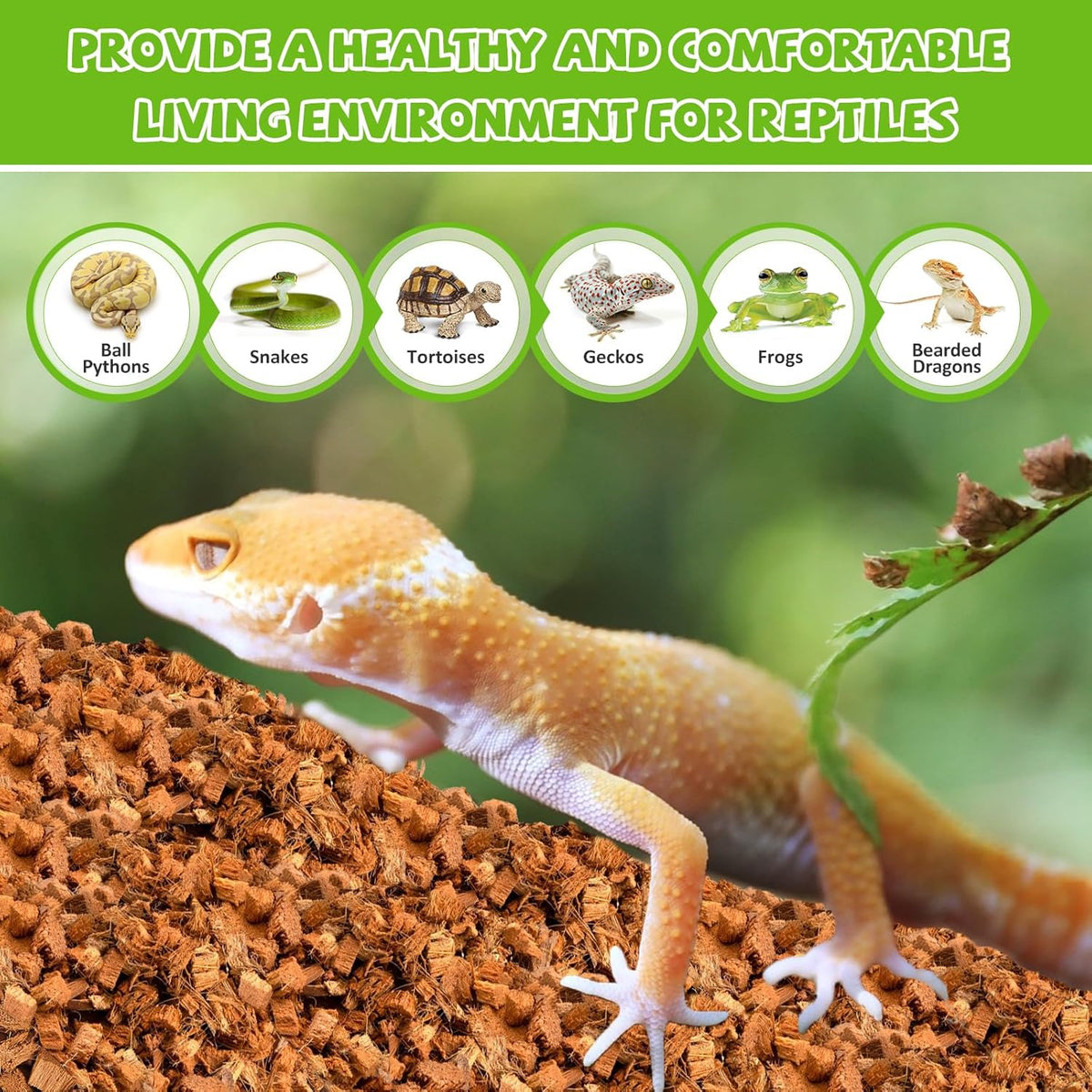Legigo 4 Pack Coconut Chip Substrate for Reptiles, Natural Coco Husk Chip Reptiles Bedding