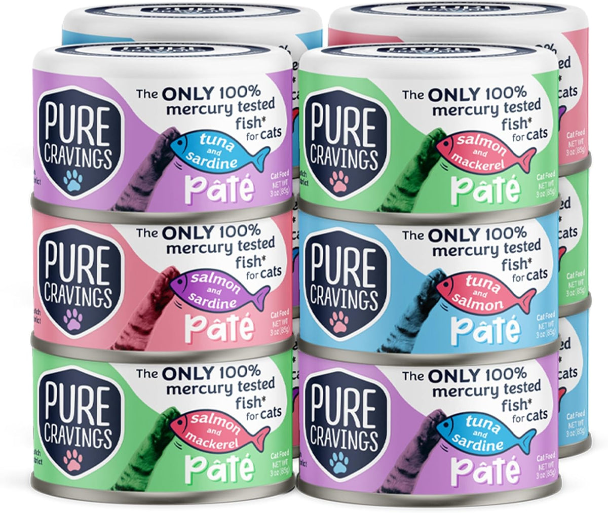 Pate, Canned Wet Cat Food, 100% Mercury-Tested, Moist Can Fish, Grain-Free Protein, Non-GMO