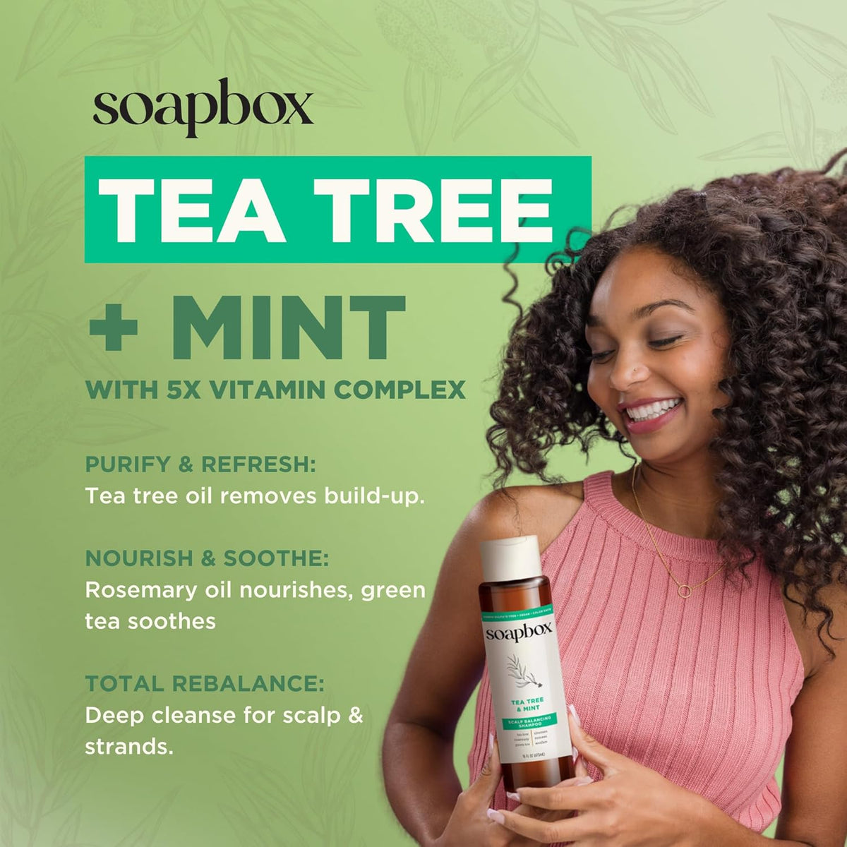Soapbox Tea Tree Shampoo and Conditioner Set, Scalp Balancing with Tea Tree Oil, Jojoba Oil, Aloe
