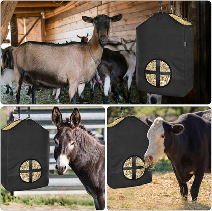 3 PCS Goat Hay Feeder,Hay Bags for Horses,Goats,Donkeys with Reinforced Oxford Fabric and High