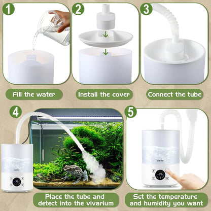 Smart Reptile Fogger Humidifiers with Humidity Control, Reptile Terrarium Humidifier Smart Touch, 3