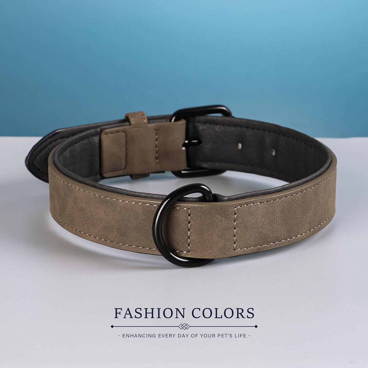 Didog Soft Padded PU Leather Dog Collar, Breathable and Adjustable Dog Collar for Large Dogs