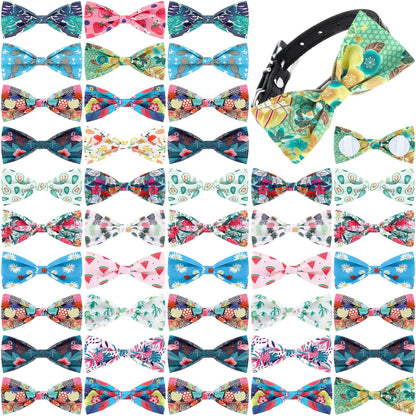 Weewooday 16 Pcs Dog Bow Ties Slide Pet Collar Bows Summer Hawaiian Styles Large Dog Collar
