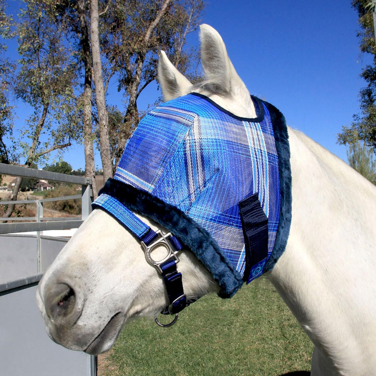 Kensington Fly Mask with Fleece Trim for Horses — Protects Face and Eyes Helps Block Sun Rays While