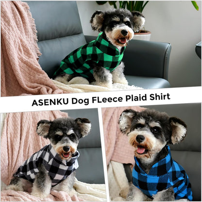 ASENKU Plaid Dog Fleece Vest Pack, Soft & Warm Winter Coat Jacket Pet Clothes for Small & Medium