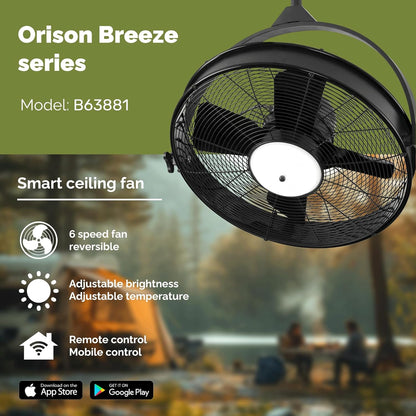 Orison 24.8'' Waterproof Outdoor Ceiling Fan, 6 Speed Ceiling Mounted Plug-In Cord Garage Fan with