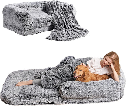 EHEYCIGA Foldable Human Dog Bed, Orthopedic Memory Foam Human Sized Dog Bed, Waterproof Pet Bed for