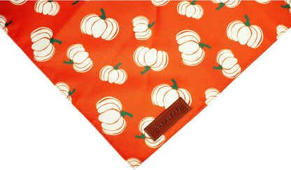 Realeaf Thanksgiving Fall Dog Bandanas 2 Pack, Orange Plaid Pumpkin Pet Scarf for Boy and Girl