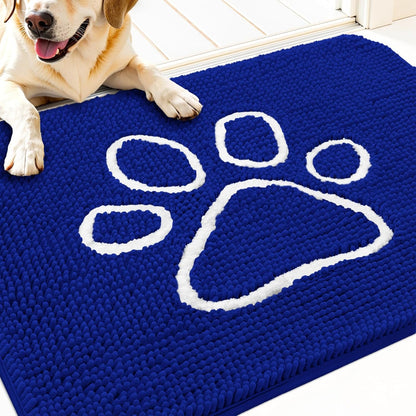 OLANLY Door Mat for Muddy Dog Paws 30x20, Ultra Absorbent Chenille Mud Doormat with Paw Print