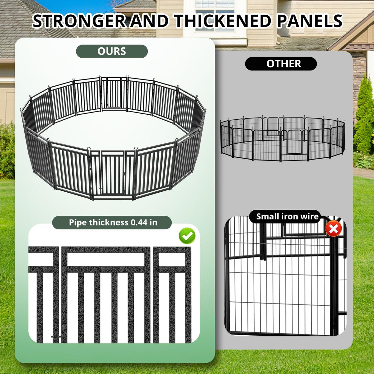 Dog Fence Outdoor Indoor, 32" Inch Height 24 Panels Dog Playpen for Large/Medium/Small Dogs Metal