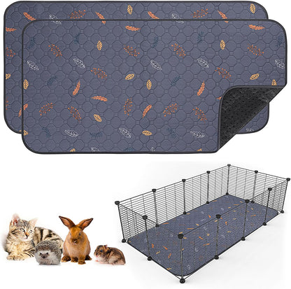Sunheir 2 Pack Washable Guinea Pig Pee Pads, 24" x 48" Waterproof Reusable Guinea Pig Cage Liners