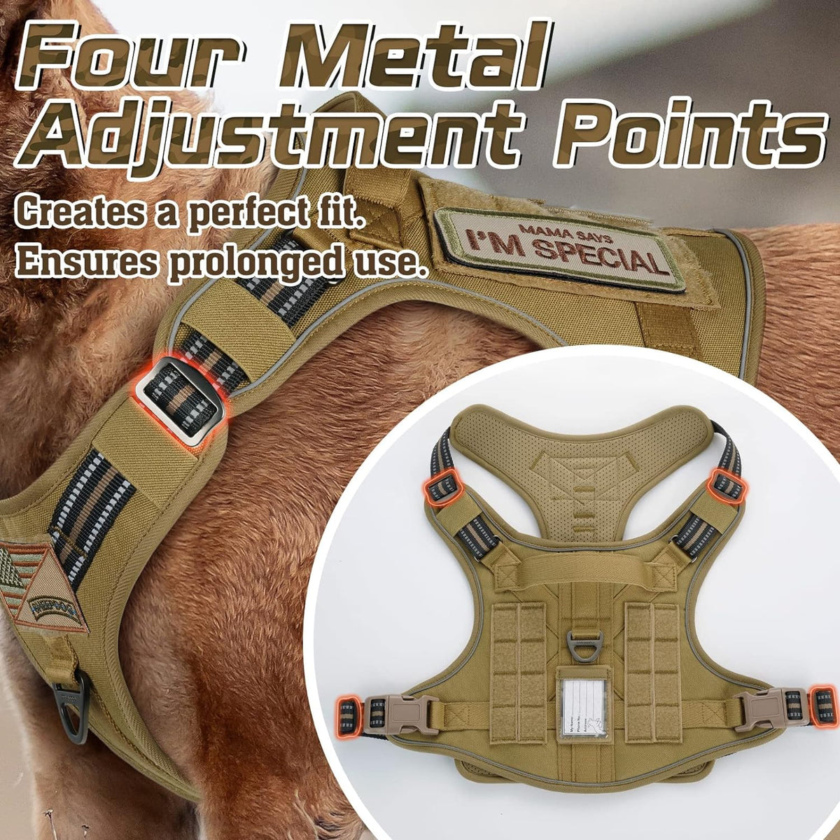 rabbitgoo Tactical Dog Harness Medium Sized Dog, No Pull Military Service Vest with Handle & Molle