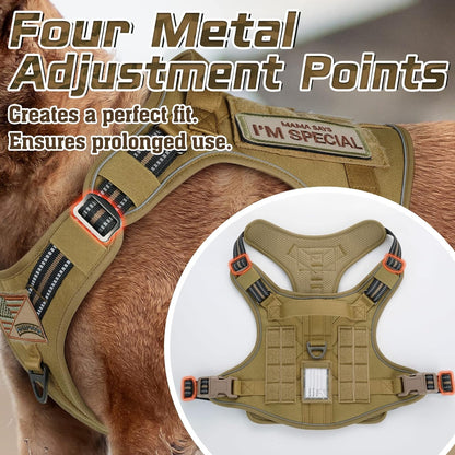 rabbitgoo Tactical Dog Harness Medium Sized Dog, No Pull Military Service Vest with Handle & Molle