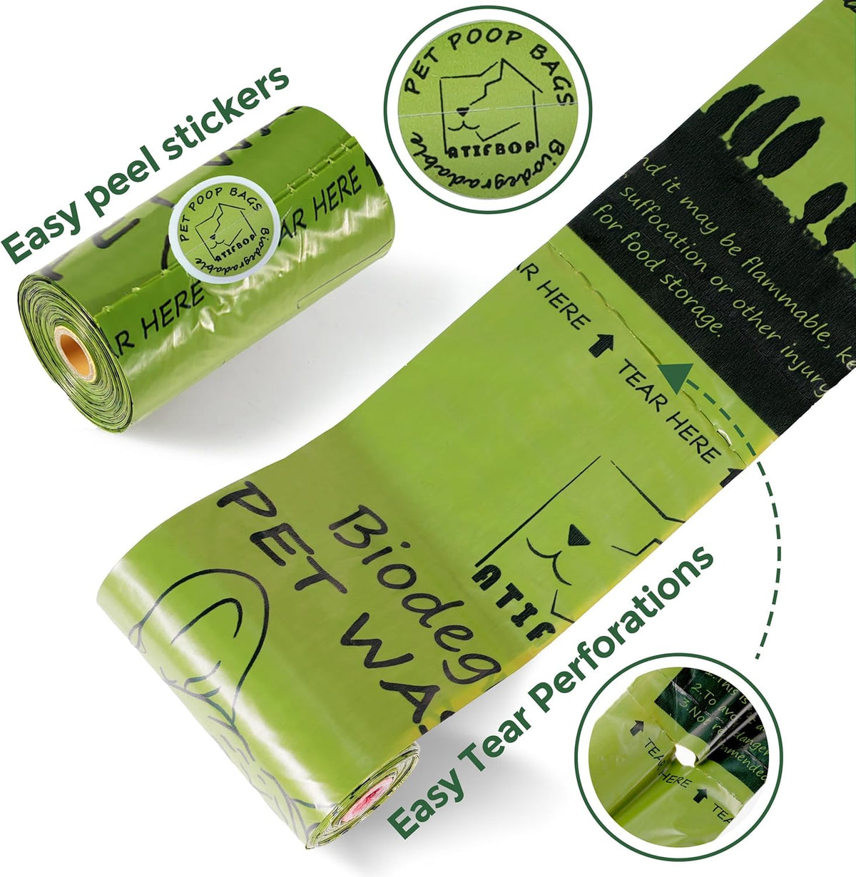 Biodegradable Dog Poop Bags 150 Count 10 Rolls with Dispenser, Thicken and Leak Proof Poop Bag