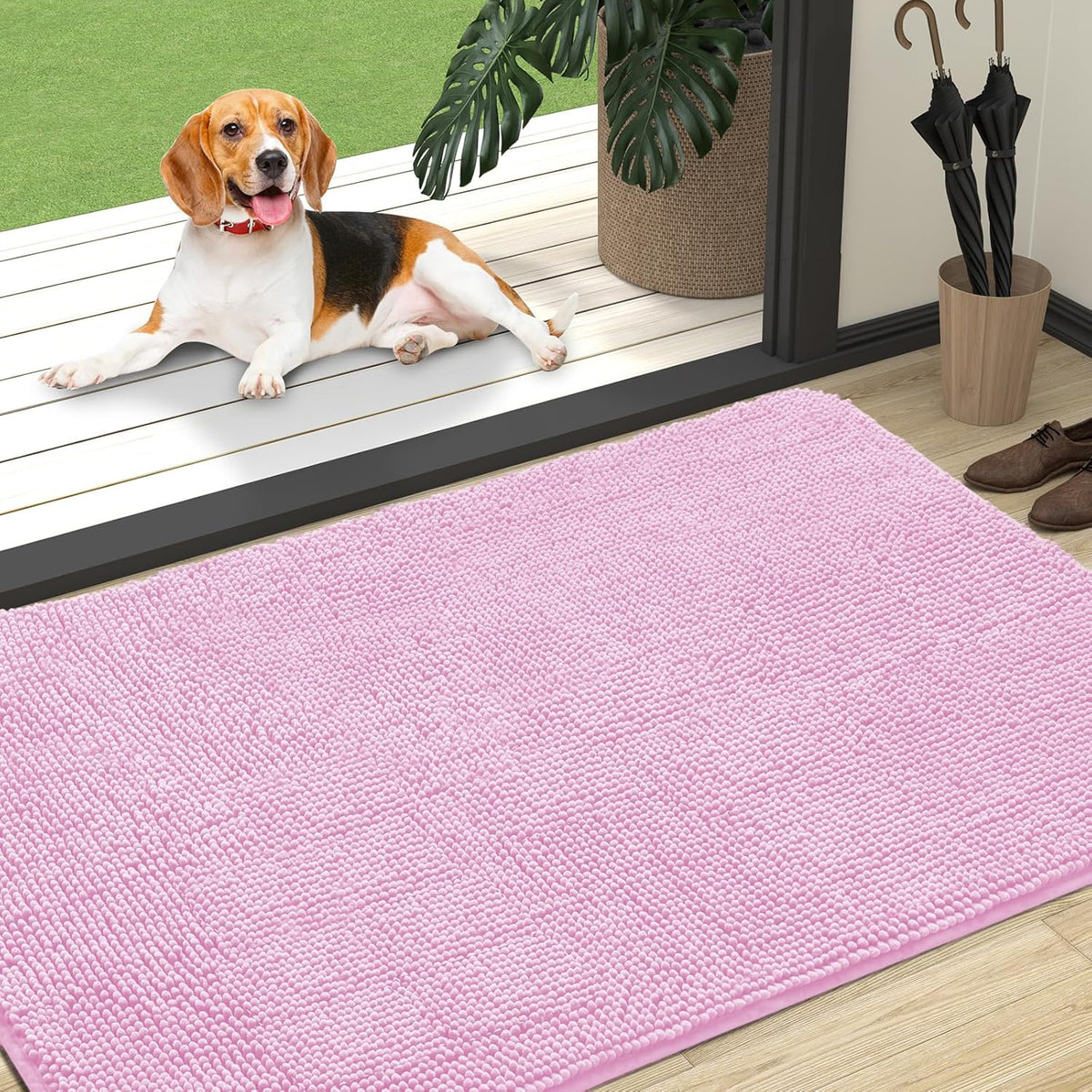 OLANLY Dog Door Mat for Muddy Paws 47x32, Absorbs Moisture and Dirt, Absorbent Non-Slip Washable