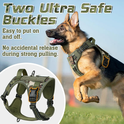 rabbitgoo Tactical Dog Harness for Large Dogs, No Pull Military Service Vest with Handle & Molle
