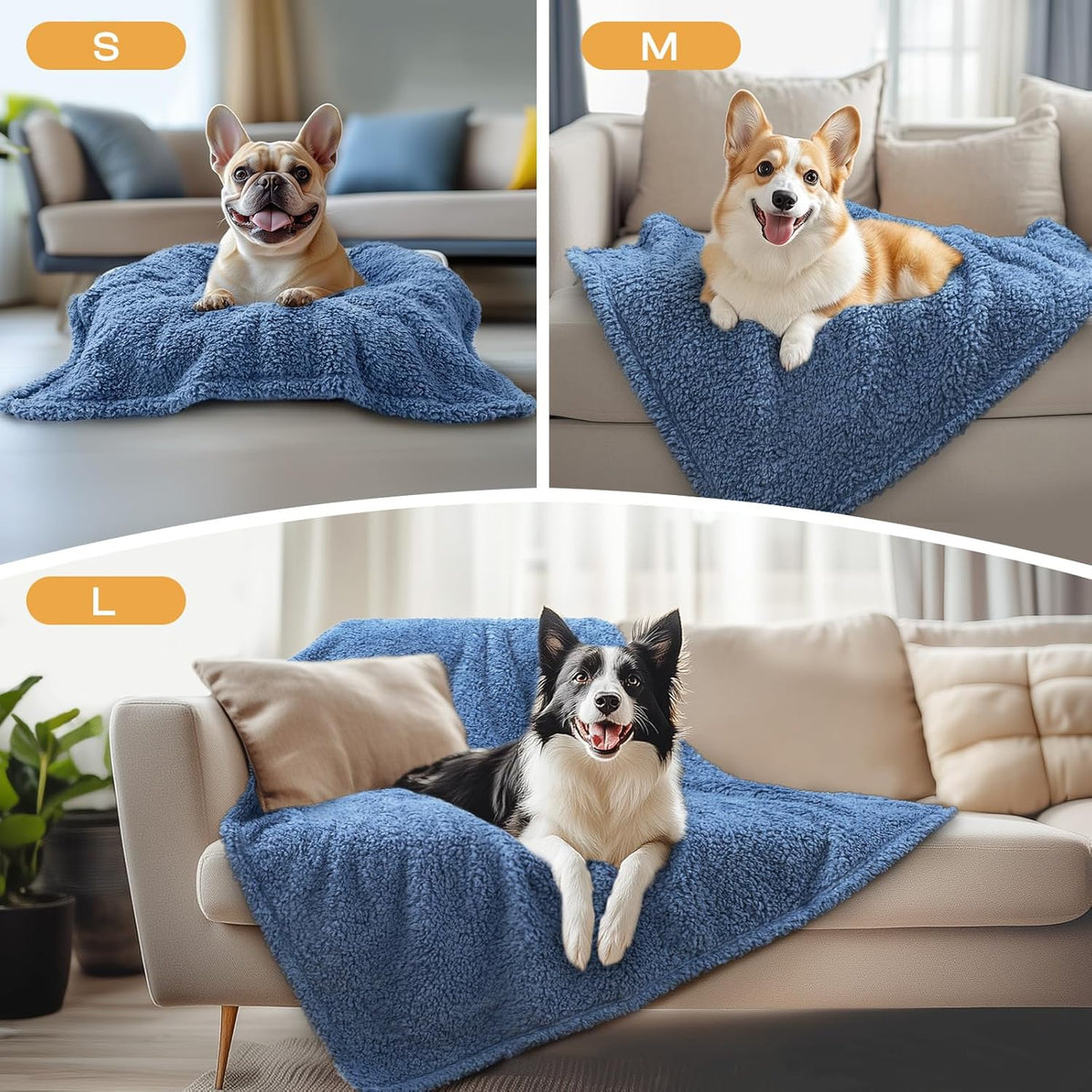 Luciphia 1 Pack 3 Calming Dog Blanket Fluffy Premium Fleece Pet Blankets Soft Sherpa Throw for Dogs