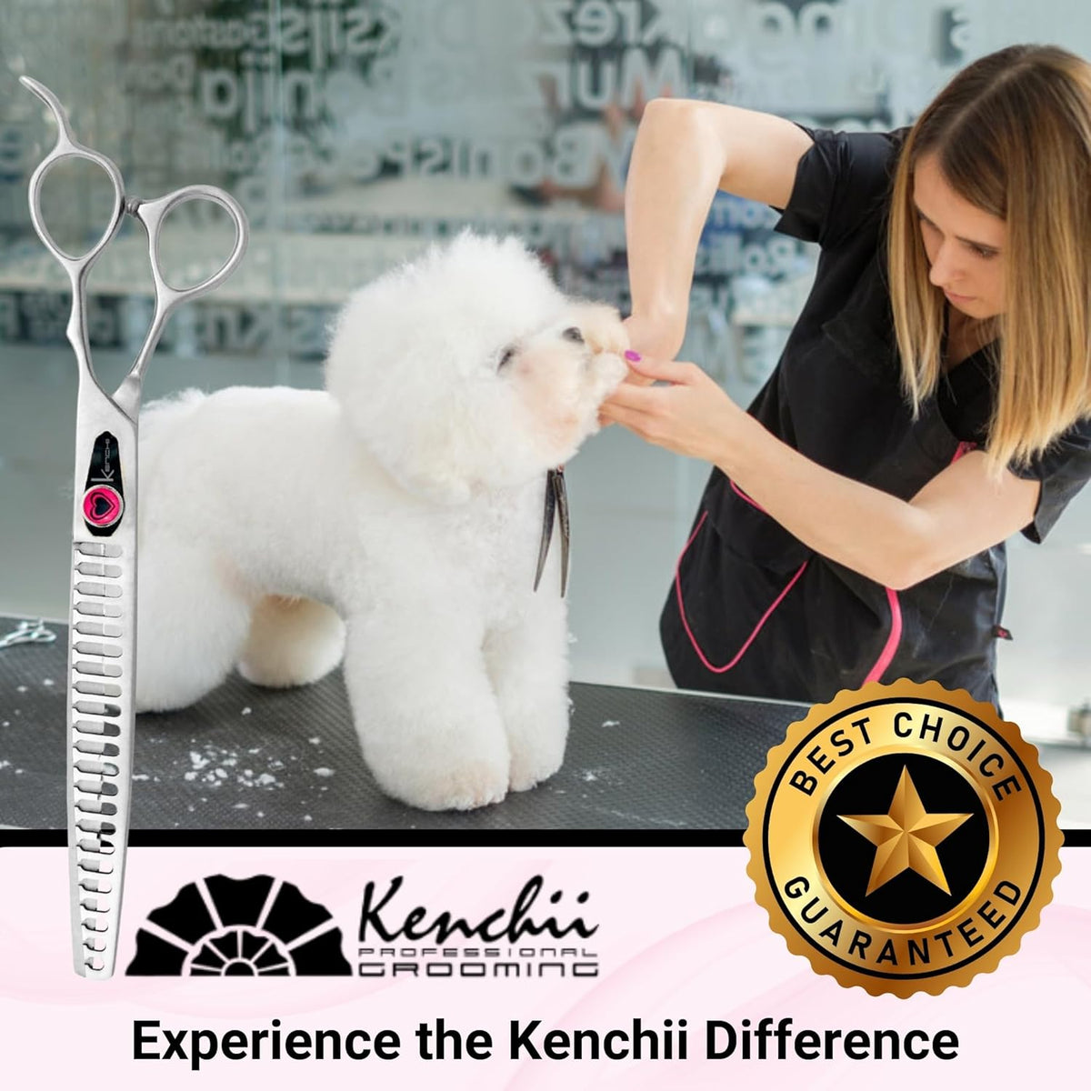 Kenchii Love Dog Grooming Scissors, 22 Tooth Blender Shears, Dog Scissors for Grooming