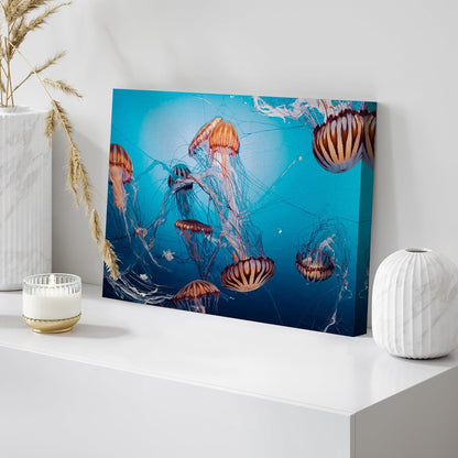 wall26 Canvas Print Wall Art Tiger Stripe Jellyfish Underwater Ocean Sea Nature Animals Photography