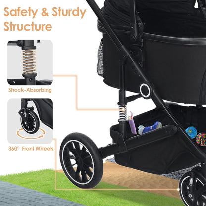 Pet Stroller with 4 Wheels, 3 IN 1 Folding Puppy Strollers for Small/Medium Dogs Cats up to 50lbs