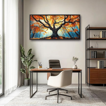 Extra Large Tree of Life Framed Wall Art for Living Room,Fall Autumn Forest Sunrise Landscape