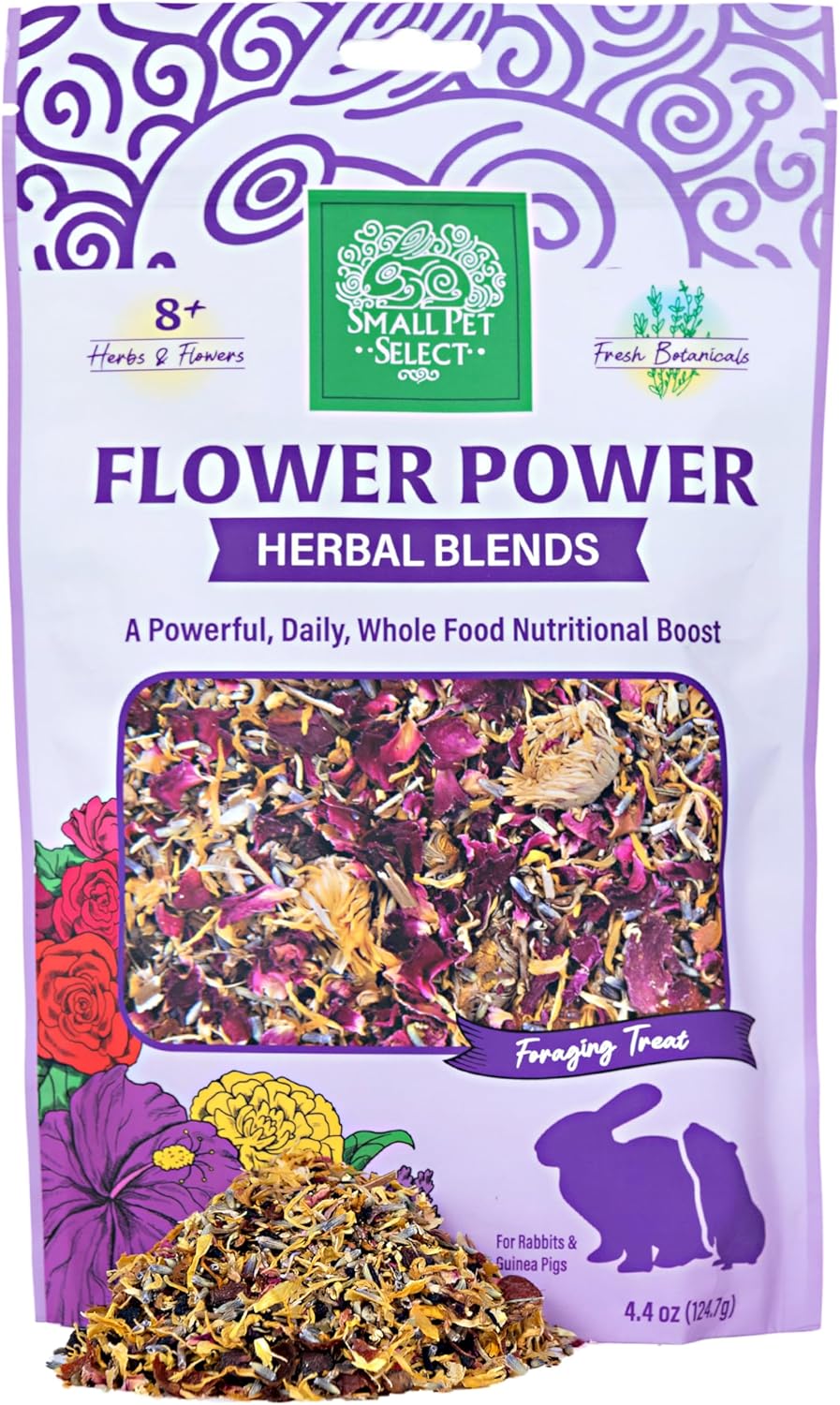 Small Pet Select - Flower Power Herbal Blend, a Natural Herbal Treat for Rabbits and Guinea Pigs