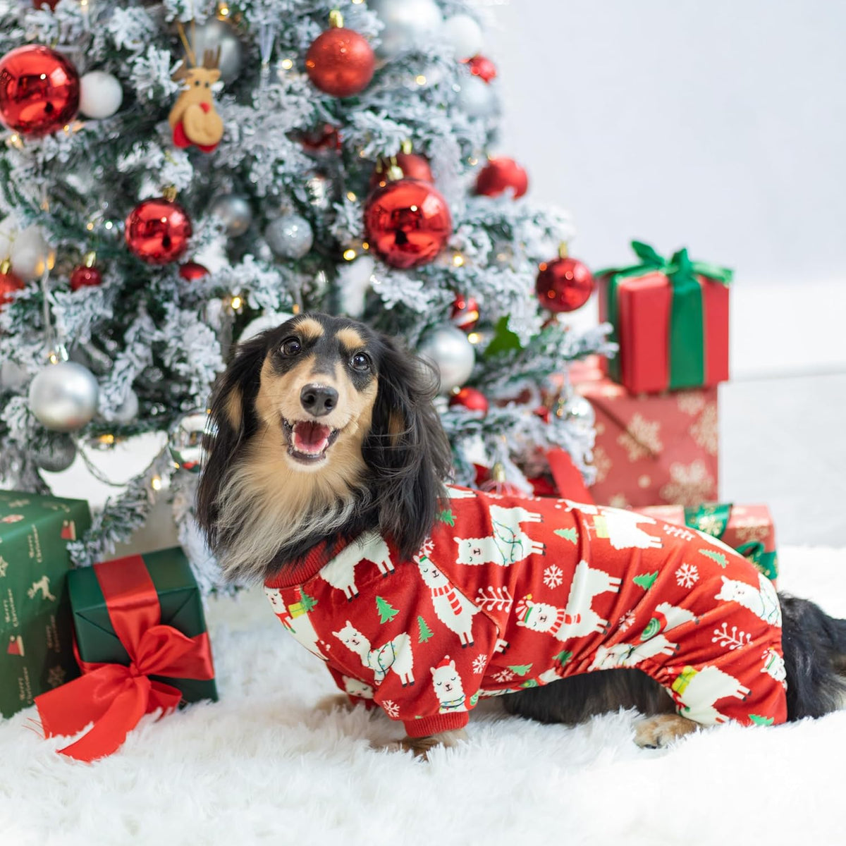 Fitwarm Christmas Alpaca Dog Pajamas, Christmas Clothes for Small Dogs Boy Girl, Holiday Pet