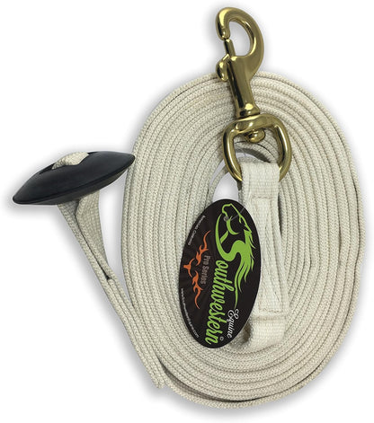 Southwestern Equine Lunge Line for Horses Cotton Horse Lunge Line with Bolt Snap & Rubber Stop