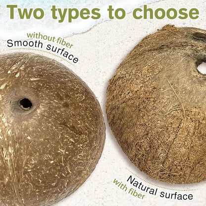 Hamiledyi 7 Pcs Reptile Hideouts Natural Coconut Shells Hut Leopard Gecko Tank Accessories for
