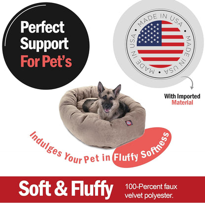 Majestic Pet 52 Inch Micro Velvet Calming Dog Bed Washable 52x35x11 (inch) – Cozy Soft Round Donut